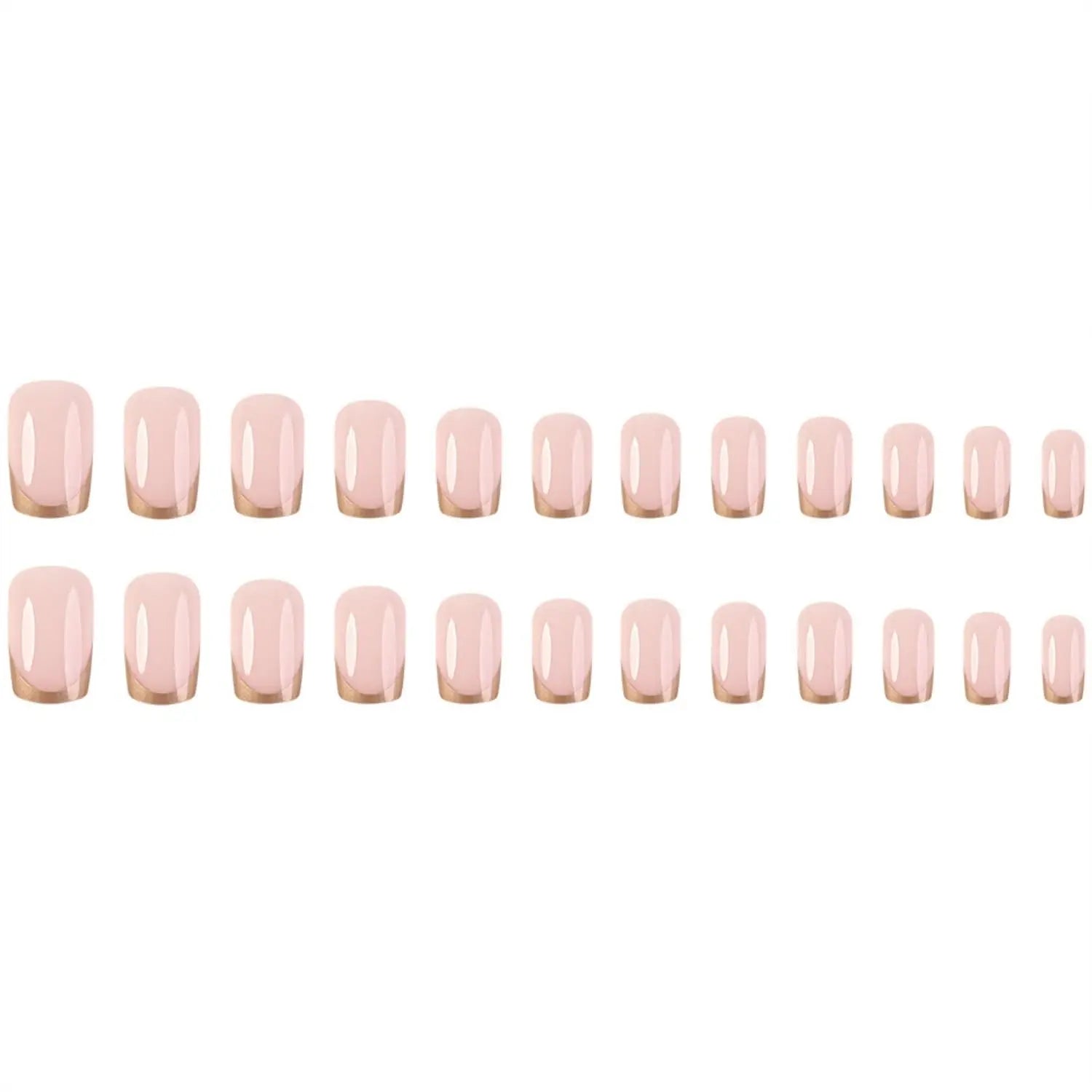 24PCS French Style Short Square Fake Nails, Golden Nail Tips, Smooth Pressed Acrylic Nails, Fully Covered Artificial Nails