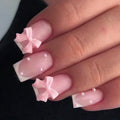 24pcs/set short square fake nails for women cute bride heart white french tips faux ongles y2k press on false nail supplies