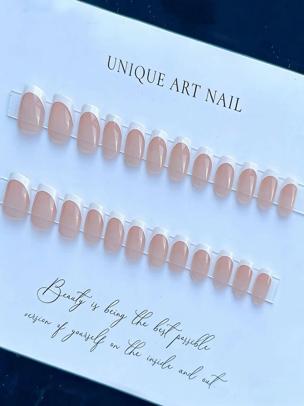 24pcs/set short square fake nails for women cute bride heart white french tips faux ongles press on false nail supplies
