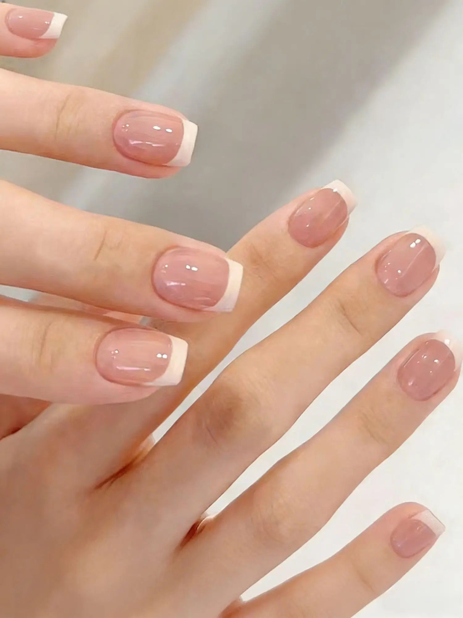 24pcs/set short square fake nails for women cute bride heart white french tips faux ongles press on false nail supplies