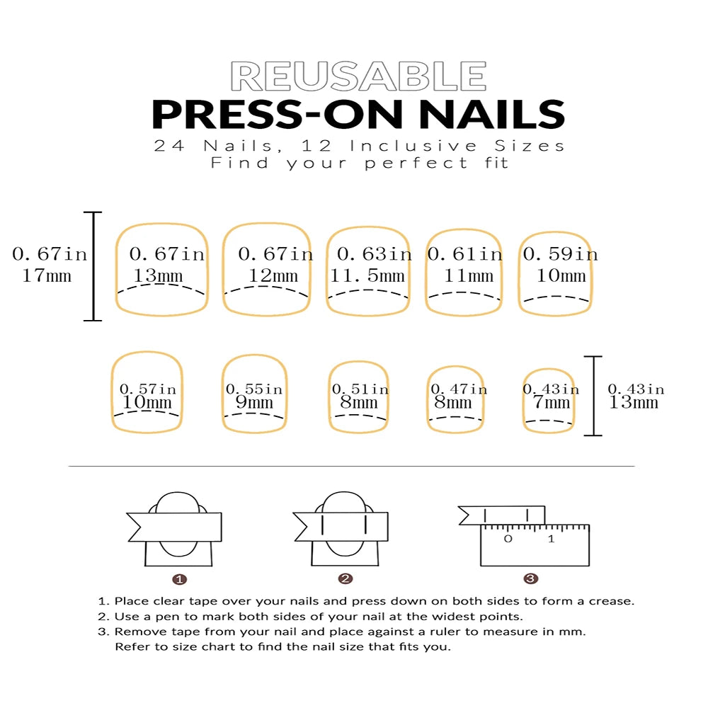 24pcs/set short square fake nails for women cute bride heart white french tips faux ongles y2k press on false nail supplies